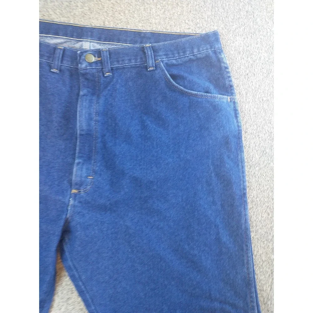 Wrangler Straight Leg Blue Jeans Size 42 x 28 85900DW Dark Wash Western Chore - Picture 2 of 16